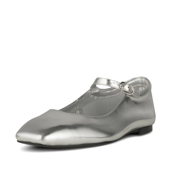 Shoe the Bear - Mary Jane Ballerina Flat in Silver Leather