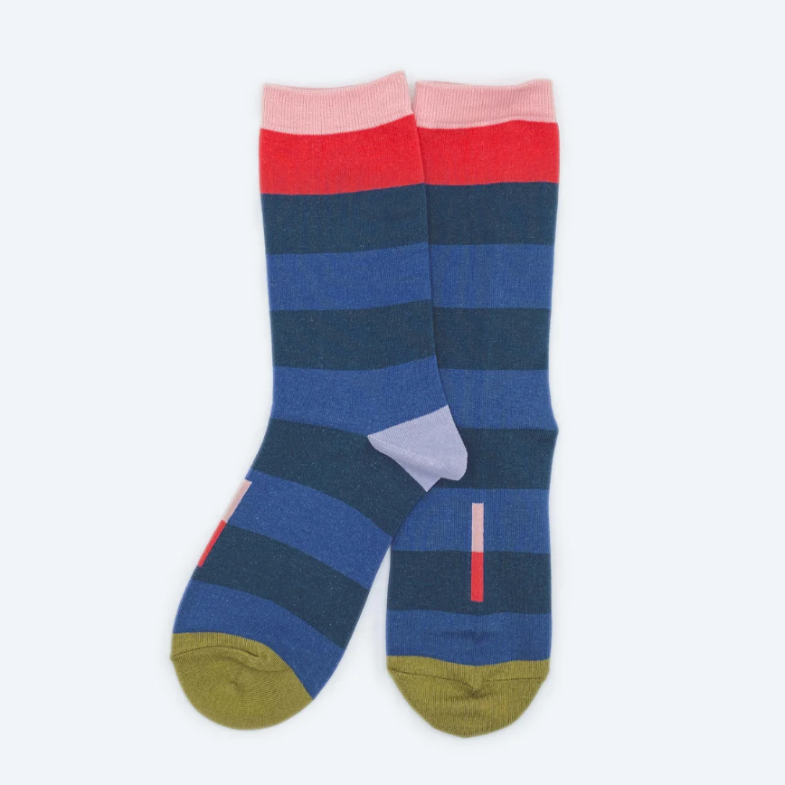 Hooray Sock Co - Blue Colourblock Socks (Large)