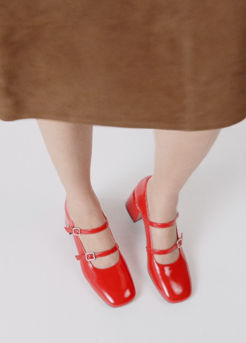 Vagabond Shoemakers - Mary Jane Heels in Flame Red Patent Leather