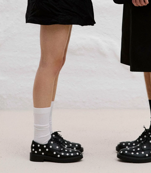 Camper - Leather Oxford in B&W Polka Dots