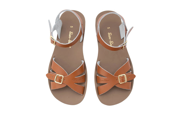 Salt Water Sandals - Thicker Sole Adjustable Boardwalk Sandal in Tan Leather