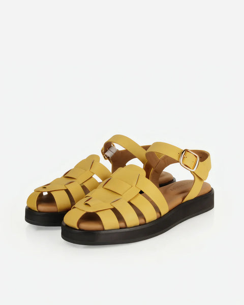 Poppy Barley - Leather Fisherman Sandal in Limoncello