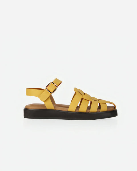 Poppy Barley - Leather Fisherman Sandal in Limoncello