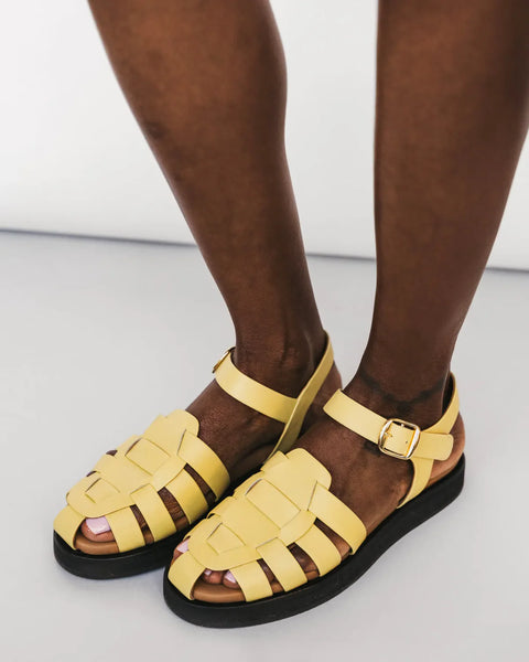 Poppy Barley - Leather Fisherman Sandal in Limoncello