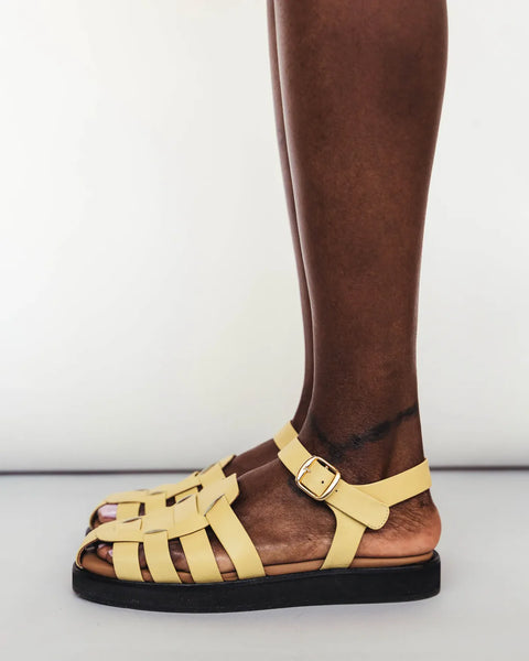 Poppy Barley - Leather Fisherman Sandal in Limoncello