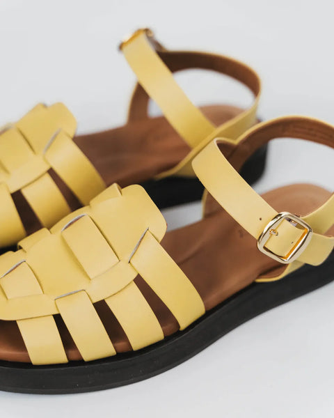 Poppy Barley - Leather Fisherman Sandal in Limoncello