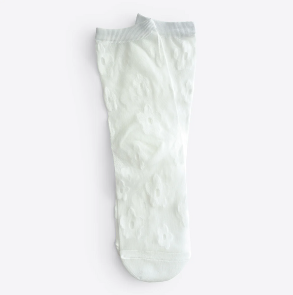 Hooray Sock Co - Sheer White Daisy Socks