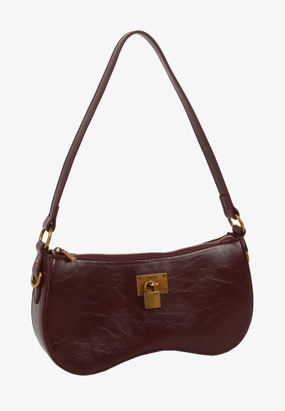 Hvisk - Basal Raw Padlock Bag in Burgundy