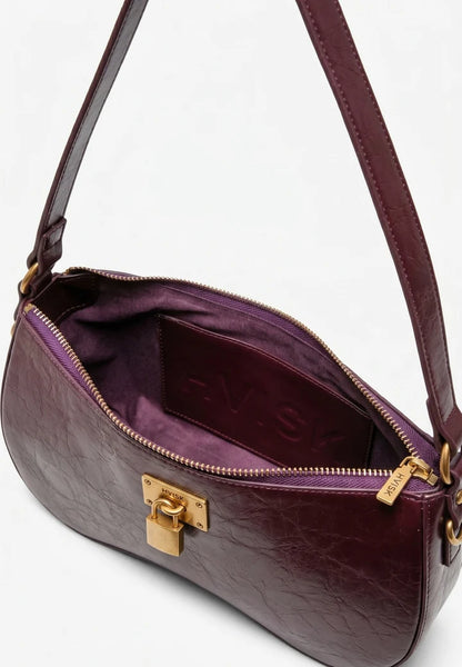 Hvisk - Basal Raw Padlock Bag in Burgundy