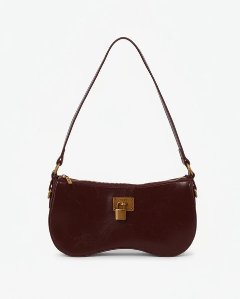 Hvisk - Basal Raw Padlock Bag in Burgundy