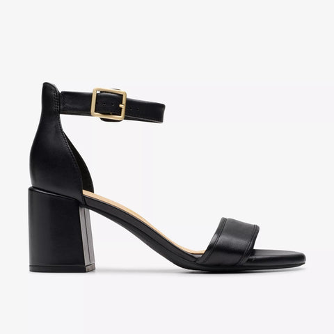 Clarks - Ankle-Strap Heel in Black Leather