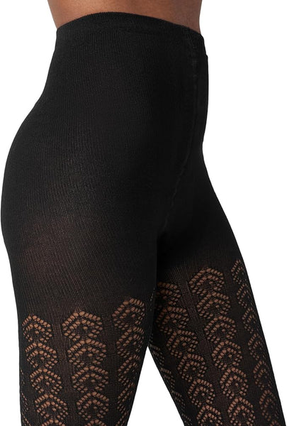 Hue Pointelle Sweater Tights in Black