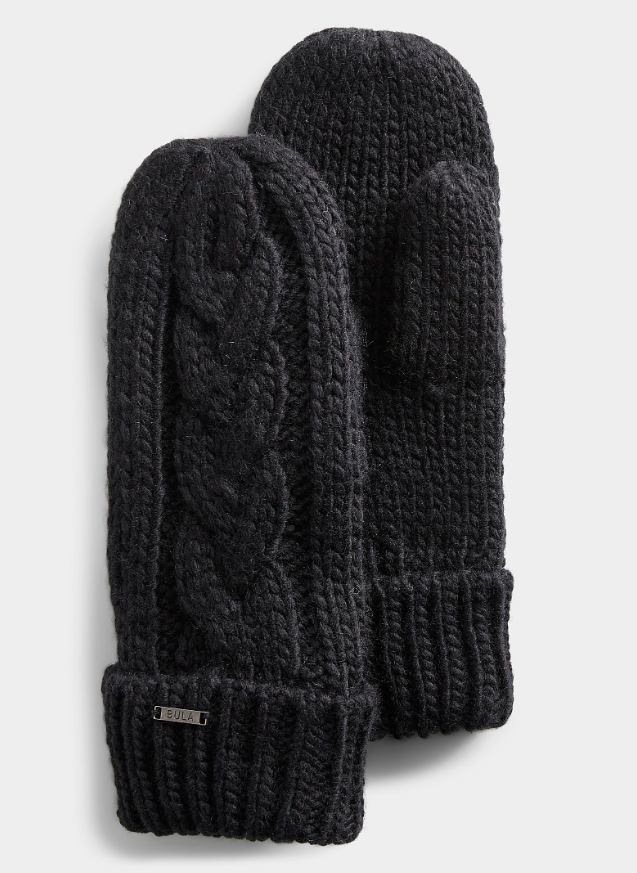 Bula - Cable Knit Mittens in Black