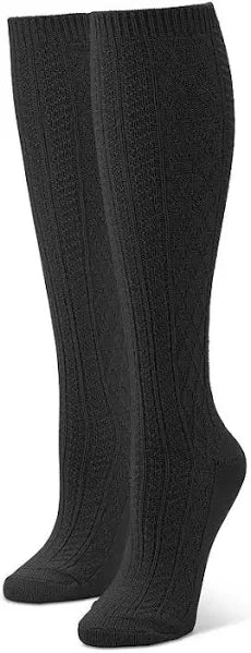 Hue - Cable Knit Knee High Socks in Black