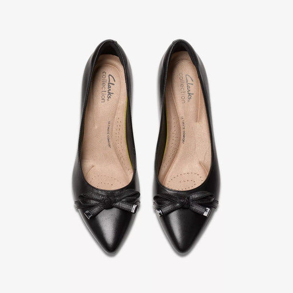 Clarks - Black Leather Heels with Bow Details