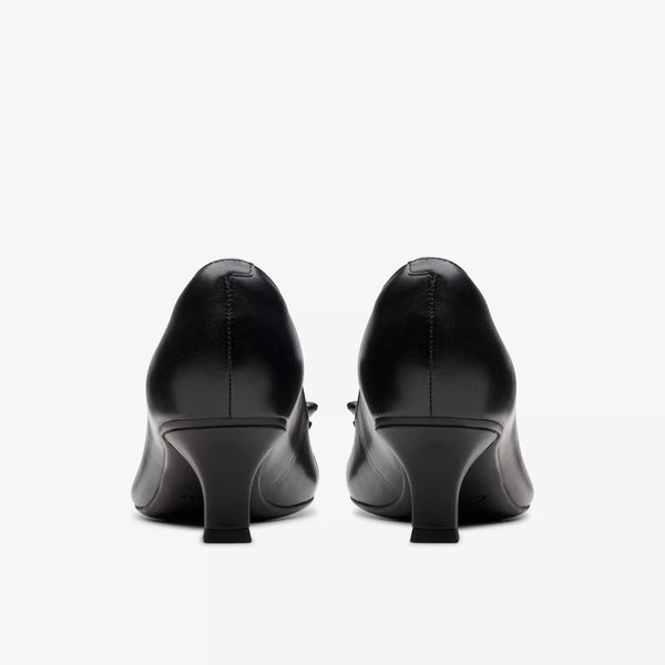 Clarks - Black Leather Heels with Bow Details