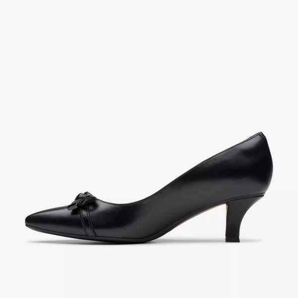 Clarks - Black Leather Heels with Bow Details