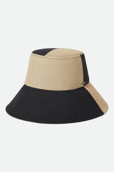 Brixton - Packable Straw Bucket Hat in Black/Natural