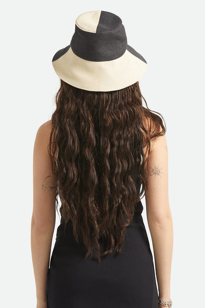 Brixton - Packable Straw Bucket Hat in Black/Natural