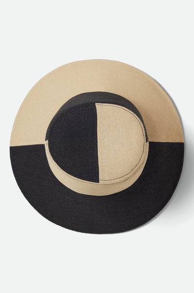 Brixton - Packable Straw Bucket Hat in Black/Natural