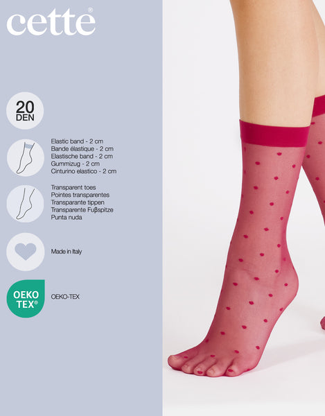 Cette - Sheer Dot Socks in Cherry