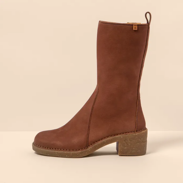 El Naturalista - Heeled Boots in Chocolate Leather