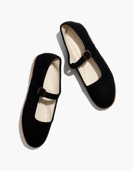 Small Lot - Classic Mary Janes in Black Canvas