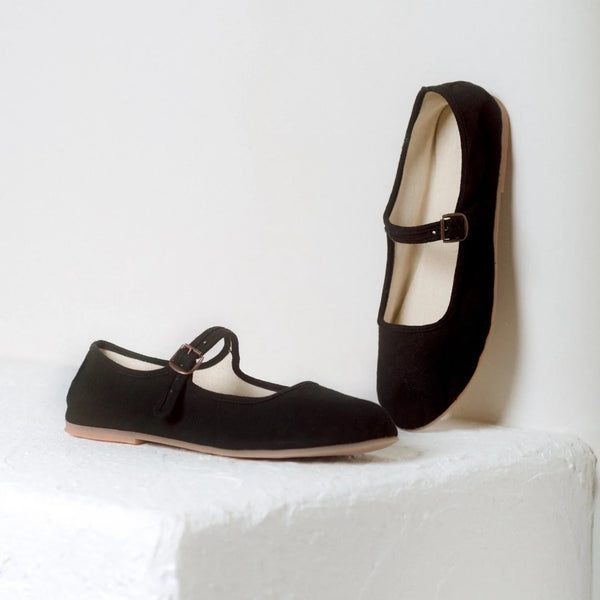 Small Lot - Classic Mary Janes in Black Canvas