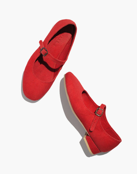 Small Lot - Heeled Mary Janes in Red Canvas