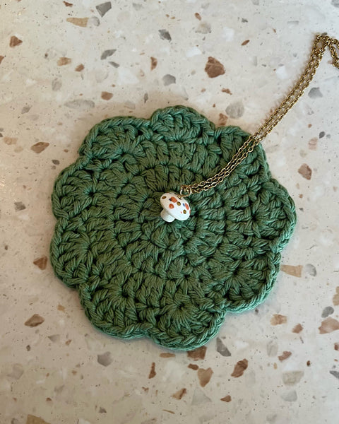 Catmamola Ceramics - Mushroom Necklace in White Multi