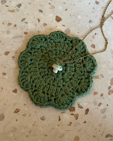 Catmamola Ceramics - Mushroom Necklace in Blue