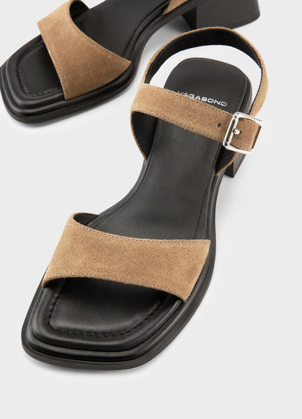 Vagabond Shoemakers -  Heeled Sandal in Dark Sand Suede