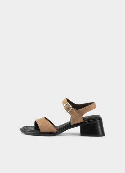 Vagabond Shoemakers -  Heeled Sandal in Dark Sand Suede