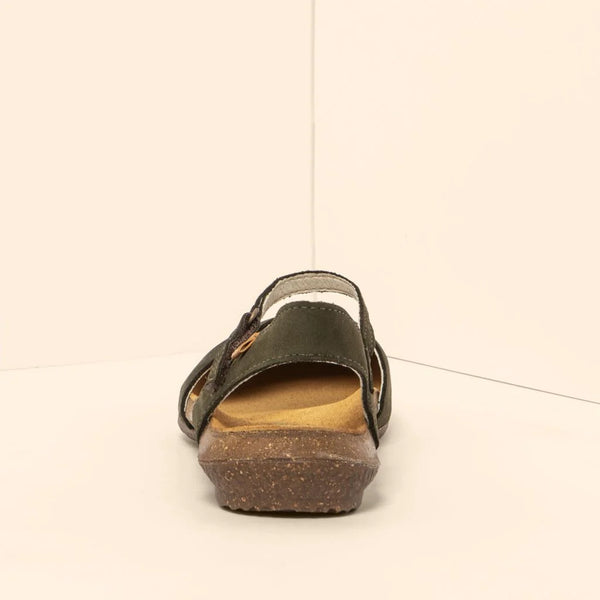 El Naturalista - Wide Closed Toe Sandal in Khaki Green Nubuck