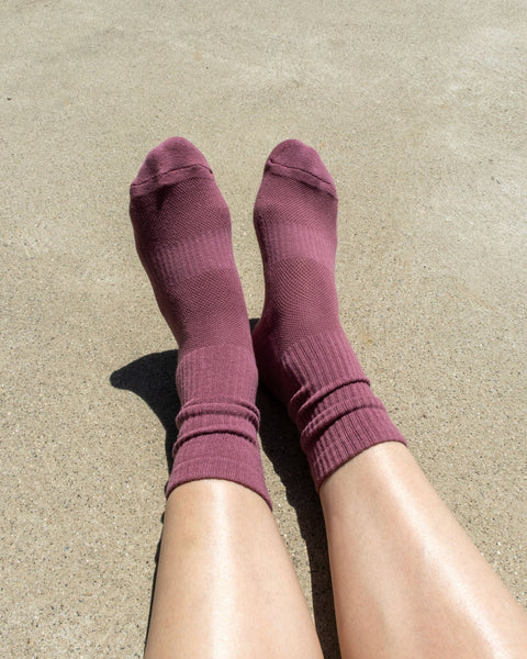 Bondoodle - Ribbed Sport Socks in Mulberry