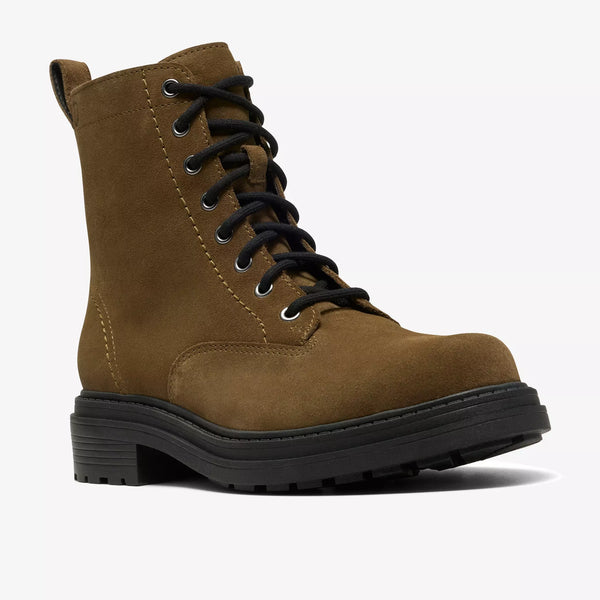 Clarks - Olive Suede Lace-up Boot w/Side Zipper