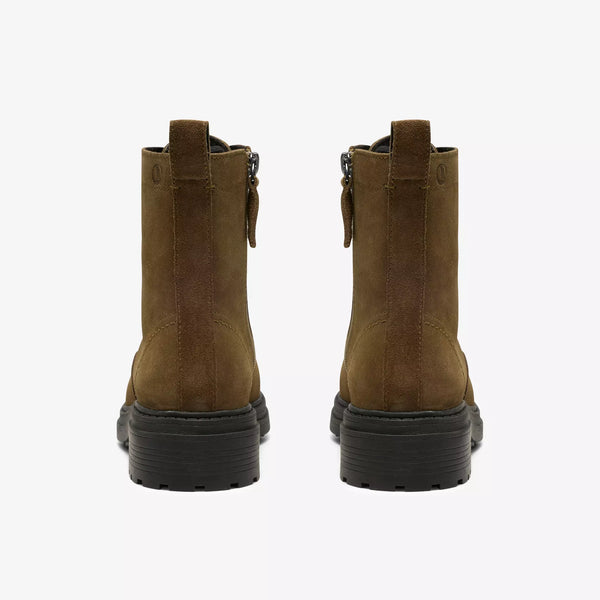 Clarks - Olive Suede Lace-up Boot w/Side Zipper