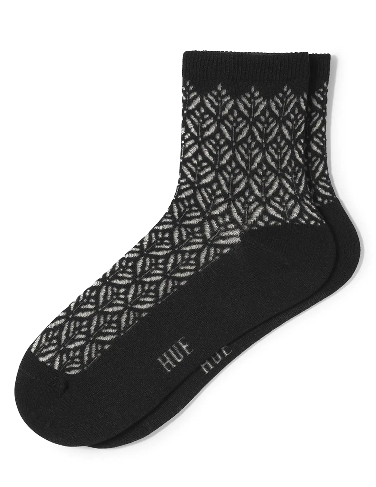 Hue - Pointelle Anklet Sock in Black