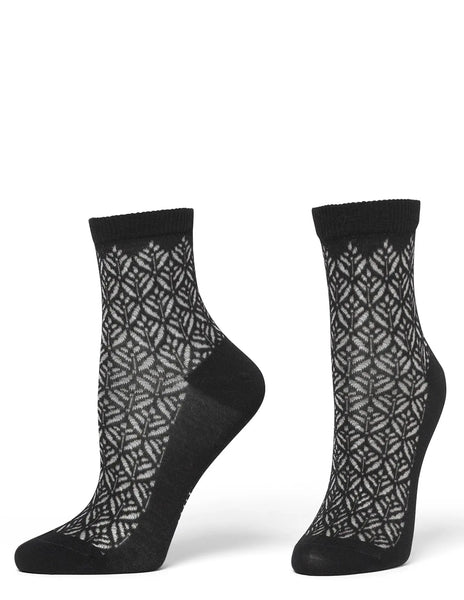 Hue - Pointelle Anklet Sock in Black