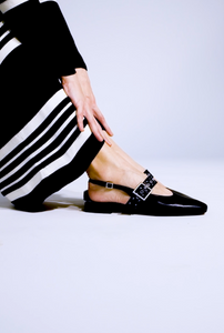Intentionally Blank - Slingback Flat in Black Leather