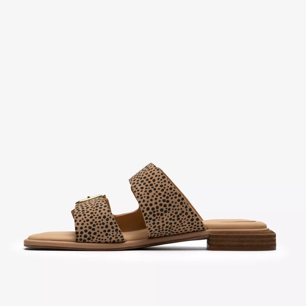 Clarks - Suede Buckle Slide in Animal Print