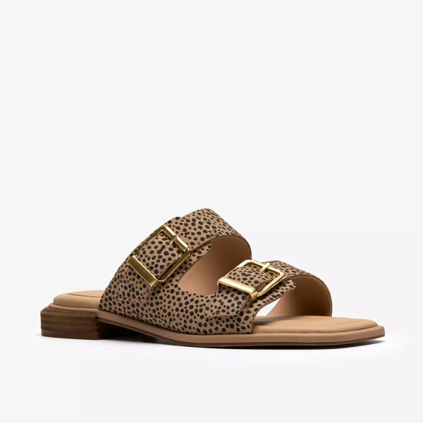Clarks - Suede Buckle Slide in Animal Print