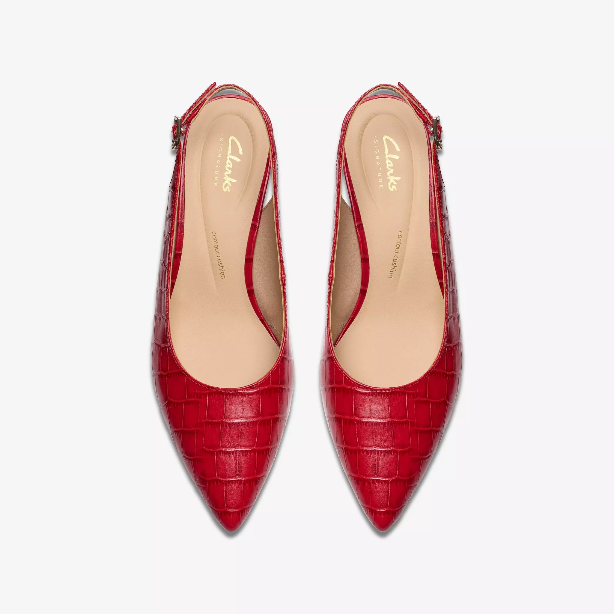 Clarks - Slingback Kitten Heels in Red Leather