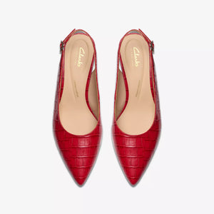 Clarks - Slingback Kitten Heels in Red Leather