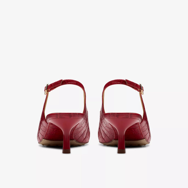 Clarks - Slingback Kitten Heels in Red Leather