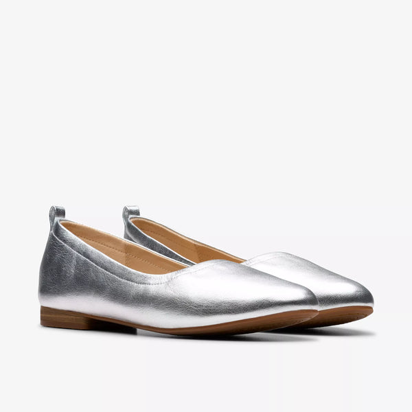 Clarks - Ballet Flat in Silver Leather