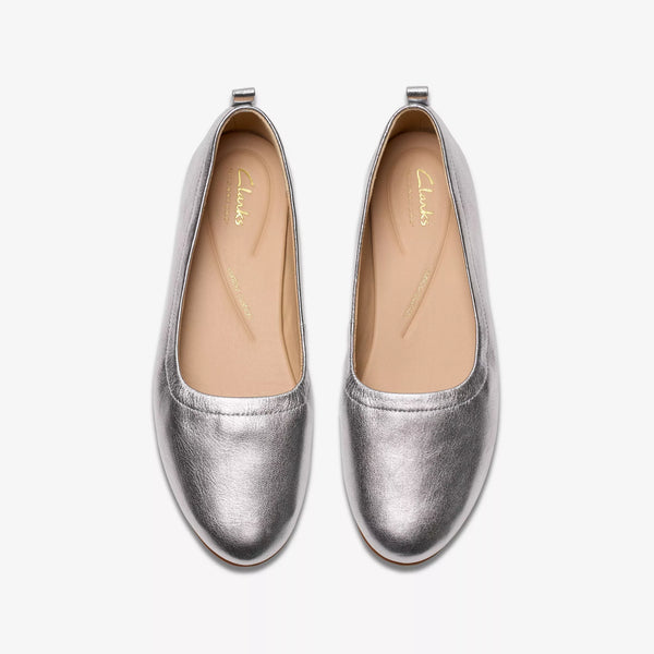 Clarks - Ballet Flat in Silver Leather