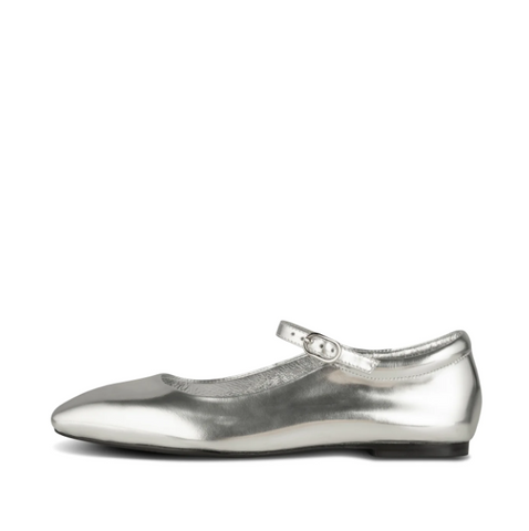 Shoe the Bear - Mary Jane Ballerina Flat in Silver Leather