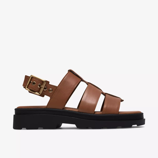 Clarks - 3 Strap Lug Sole Sandal in Tan