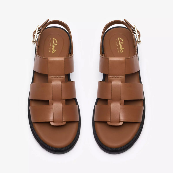 Clarks - 3 Strap Lug Sole Sandal in Tan